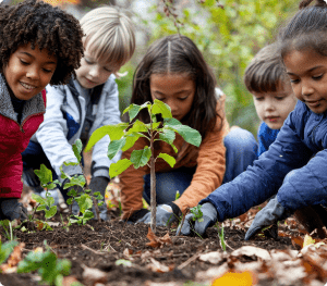 Kids planting trees